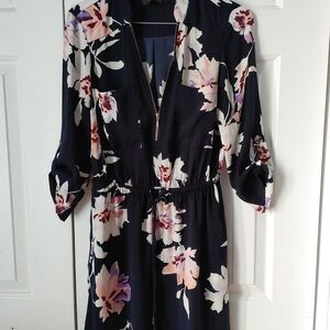 Dynamite Floral print long‎ sleeve midi dress Shirt
